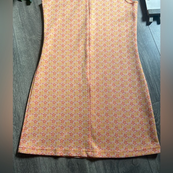 Vintage 90s Xhilaration Orange & Pink Zipper Front Sheath Mini Dress USA Size M - Picture 4 of 12